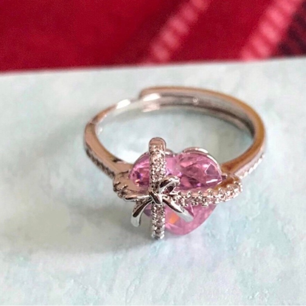 Pink topaz heart ring
